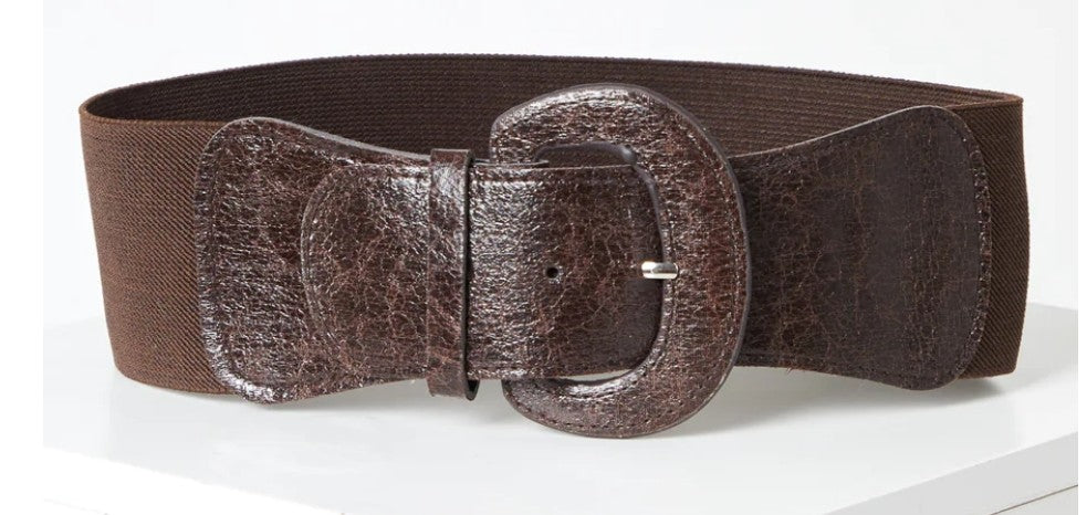 Wide Buckle Elasticated Waist Belt